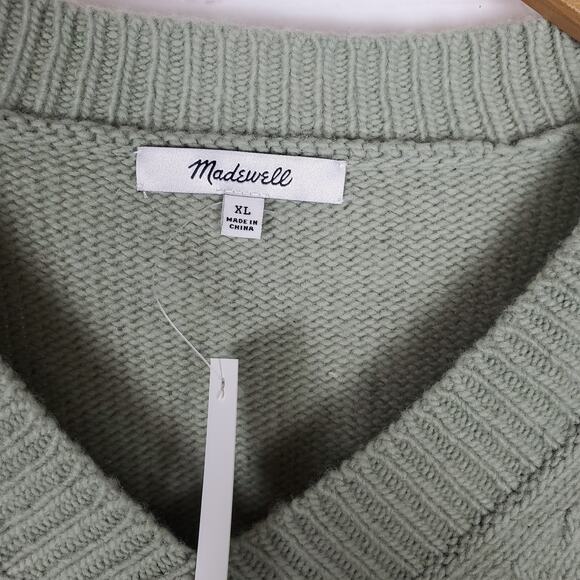 NEW Madewell Wool Blend V-neck Sweater Mens XL Green Pullover Long Sleeve Knit - Picture 5 of 13